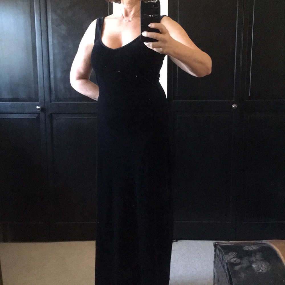 Vintage VS Black Velvet stretch dress, nightgown.